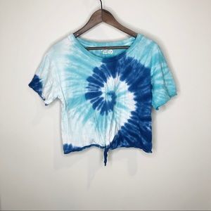 Ocean Drive blue tie dye crop T-shirt tie front